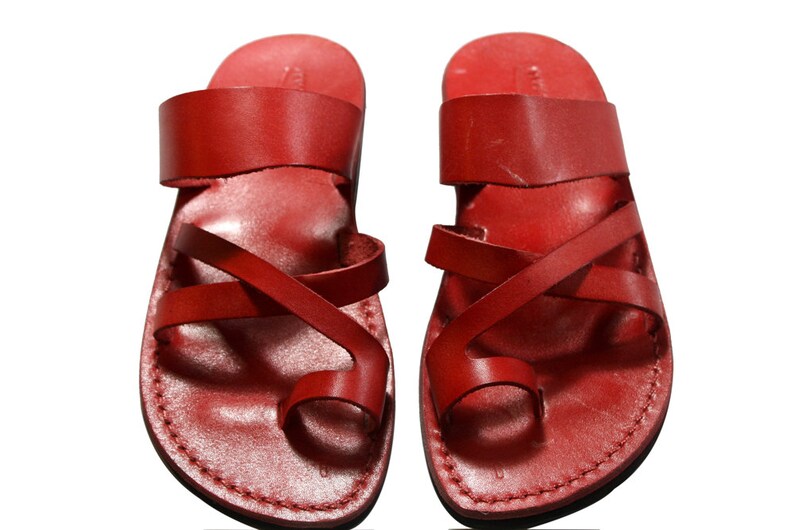 Red Bath Leather Sandals For Men & Women Handmade Sandals | Etsy