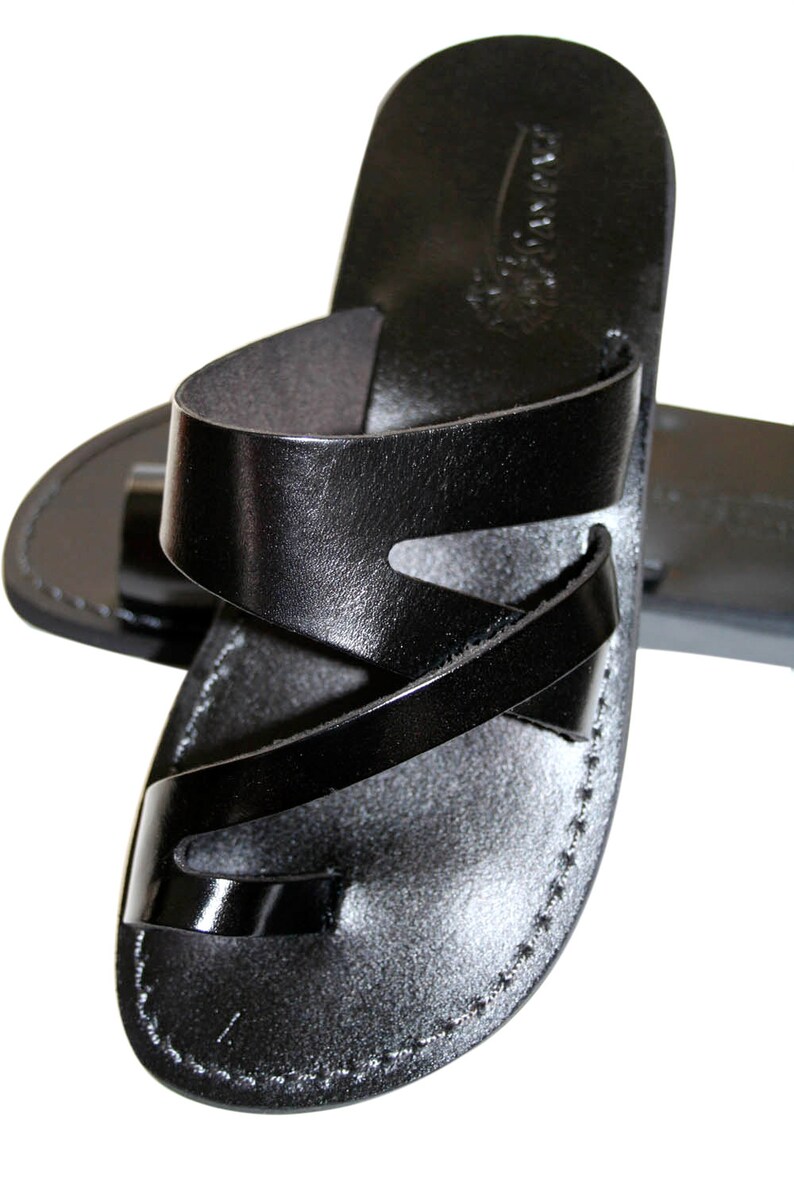 black leather womens sandals