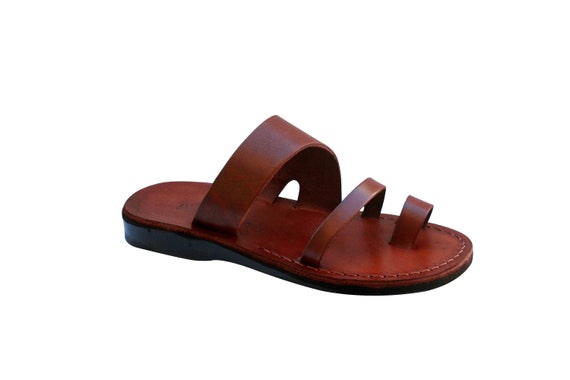 Brown Thong Leather Sandals For Men & Women Handmade | Etsy