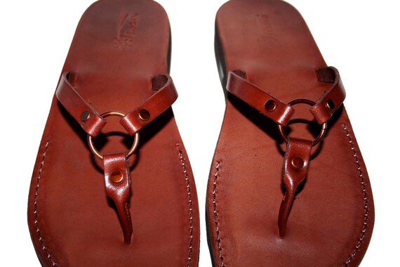 Brown Skinny Leather Sandals For Men & Women Handmade Unisex | Etsy