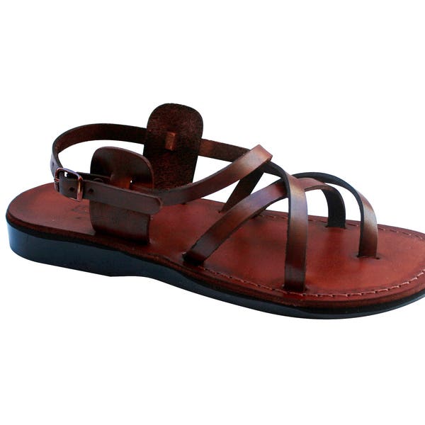 Brown Triple Leather Sandals For Men & Women - Handmade Unisex Sandals, Flip Flop Sandals, Jesus Sandals, Genuine Leather Sandals