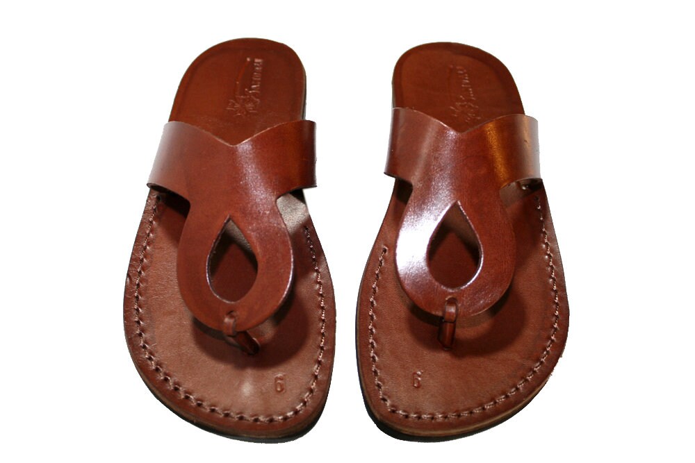 Brown Cross Leather Sandals For Men & Women Handmade Unisex Etsy
