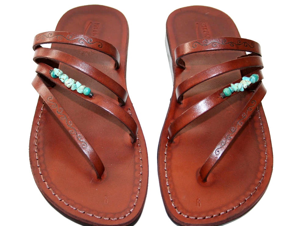 Brown Decor Rainbow Leather Sandals For Men & Women Handmade | Etsy