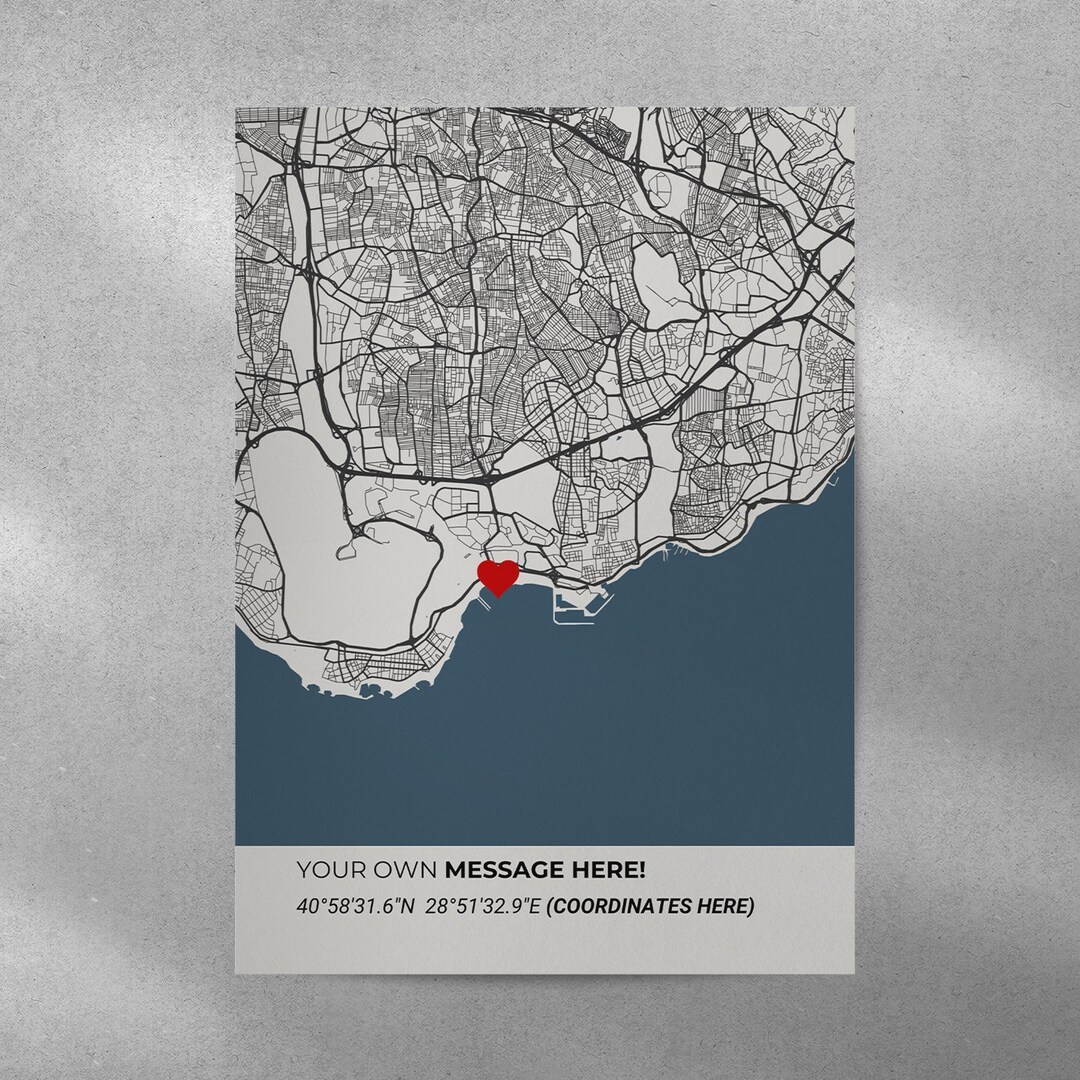 Custom Coordinate Map | Personalized Map | Custom Map | Where We Met