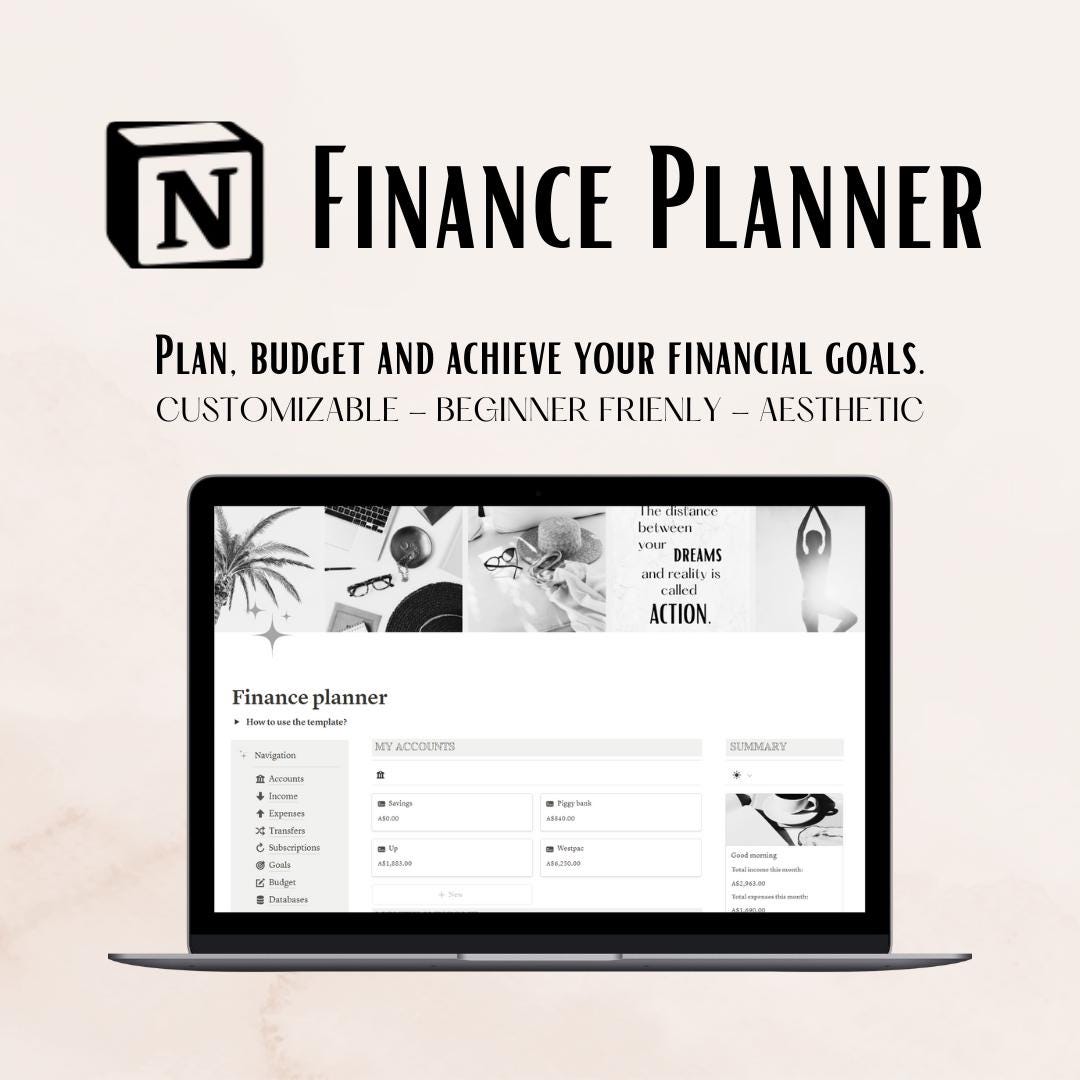 Notion Finance Planner Template | Budget & Expense Tracker | Saving ...