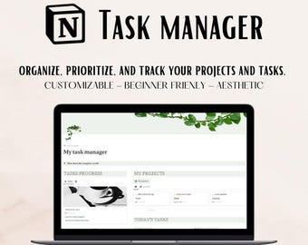 Notion Task Manager Template | Aesthetic Productivity Tracker | tasks and to do list tracker | digital download