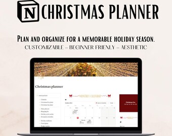 Sjabloon Notion-kerstplanner | Vakantieorganisator | cadeaulijst | digitale download
