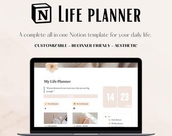 Notion Life Planner Template | Aesthetic All-in-One Dashboard | Digital Download | That girl life planner |