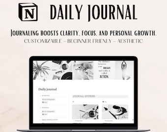Notion Daily Journal Template | Prompts, Gratitude, Self-Reflection & daily affirmations | digital download