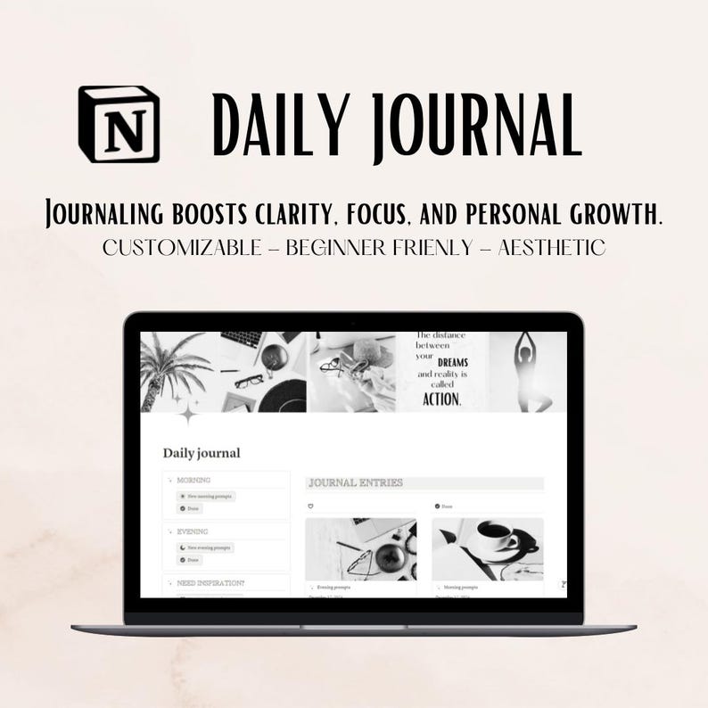 Notion Daily Journal Template | Prompts, Gratitude, Self-reflection ...