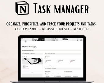 Notion Task Manager Template | Project & To-Do List Tracker (Digital Download)