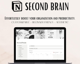 Modello Second Brain Notion / Produttività tutto in uno / Gestione attività e definizione obiettivi / Download digitale