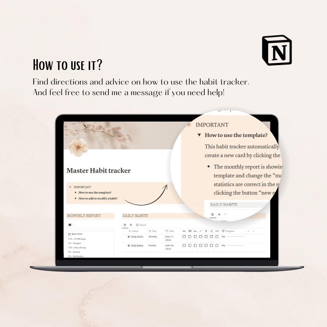 Aesthetic Habit Tracker Notion Template | Goal Planner | Digital ...