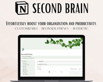 Modello Second Brain Notion / Produttività tutto in uno / Modello di gestione delle attività / Definizione degli obiettivi / Download digitale
