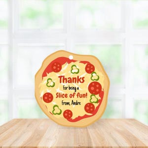Pizza Party Favor Tags: Kids Birthday Thank You (Digital Download, Editable Template)