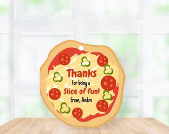 Pizza Party Favor Tags: Kids Birthday Thank You (Digital Download, Editable Template)