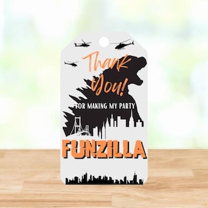 Godzilla Birthday Favor Tags: Monster Party Decorations (Digital Download)
