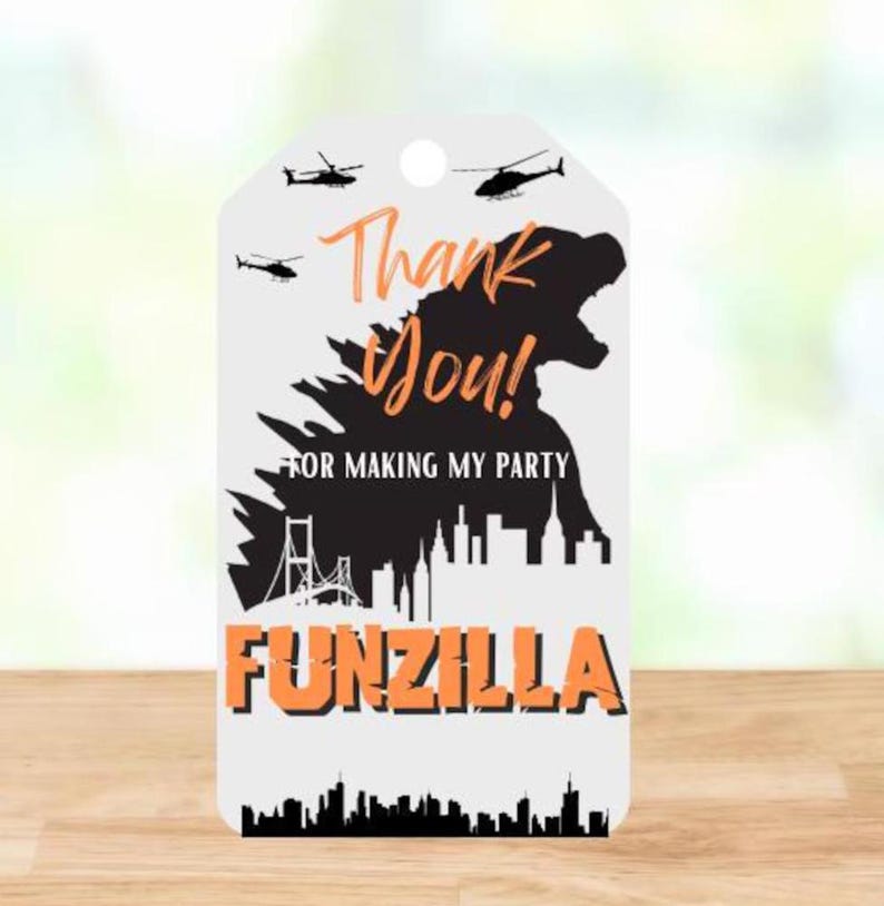 Godzilla Birthday Party Decor: Invitation, Banner, Tags (digital ...