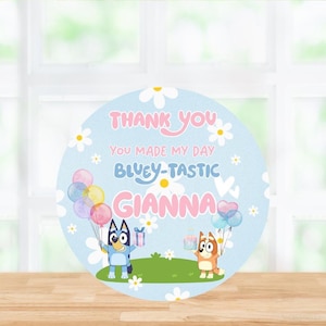 Blue Dog Birthday Favor Tags: Cartoon Party Printables (PDF Download)