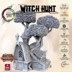 Witch Hunt - City of Firwood - Wargaming Tabletop - Fantasy Scenery - Mordheim - dnd -Pathfinder Medieval Building - STL Miniatures