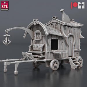 Potion Vendor Wagon STL Miniaturen Resin Sla 8K Wargaming Fantasy Miniaturen Morgenheim Frostgrave Figuren DnD Minies Dungeons and Dragons