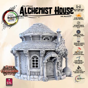 Alchemist House - City of Firwood - Wargaming Tabletop - Fantasy Scenery - Mordheim - dnd -Pathfinder Medieval Building - STL Miniatures