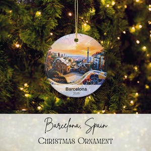Barcelona, Spain Christmas Ornament | Personalized Ceramic Holiday Ornament | Park Güell Ornament | Travel Memories | Gift for Travelers