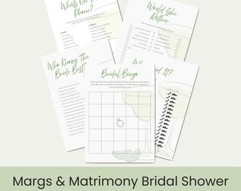Jogos para Chá de Panela Margs e Matrimônio em PDF | 5 Jogos Divertidos para Brunch de Margarita | Bingo para Noivas | Quem Conhece Melhor a Noiva | Pacote de Jogos