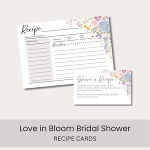 Love in Bloom Bridal Shower Recipe Card | Summer Floral Brunch | Bridal Brunch | Floral Love in Bloom Recipe Card