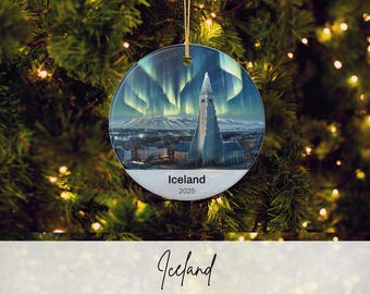 Iceland Christmas Ornament | Reykjavik Holiday Gift | Personalized Ceramic Holiday Ornament | Travel Memories | Gift for Travelers