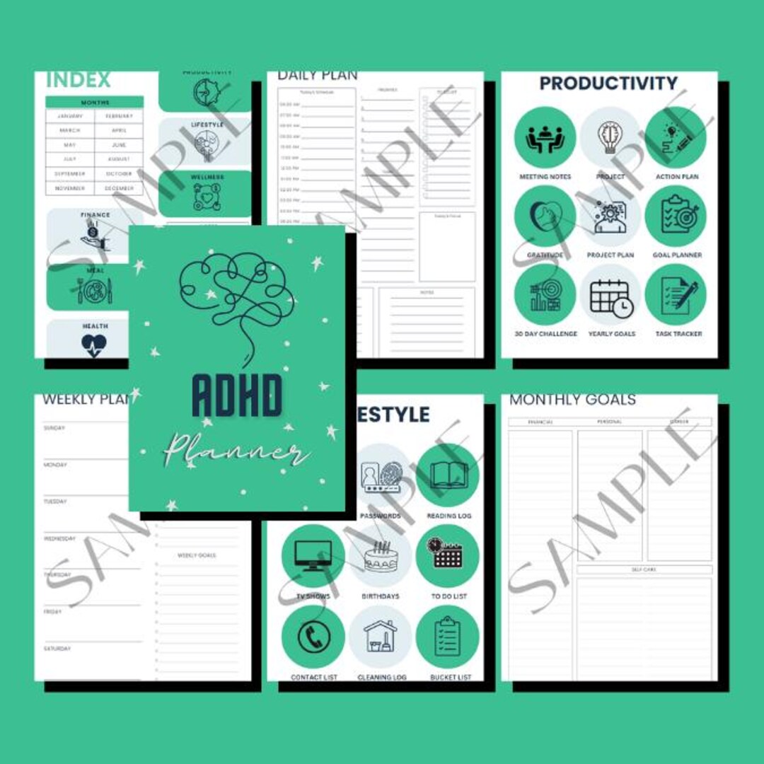 ADHD Planner Printable | Daily, Wkly, Mnthly Organizer for Focus and ...