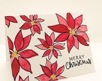 Buon Natale Poinsettia acquerello card