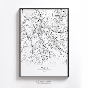 Rome Italy City Map of Rome Black And White Map Print of Rome Italy Street Map of Rome Minimalist Wall Art City Poster of Rome Map Poster