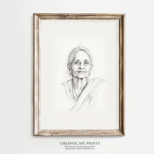 鉛筆画 老女の肖像