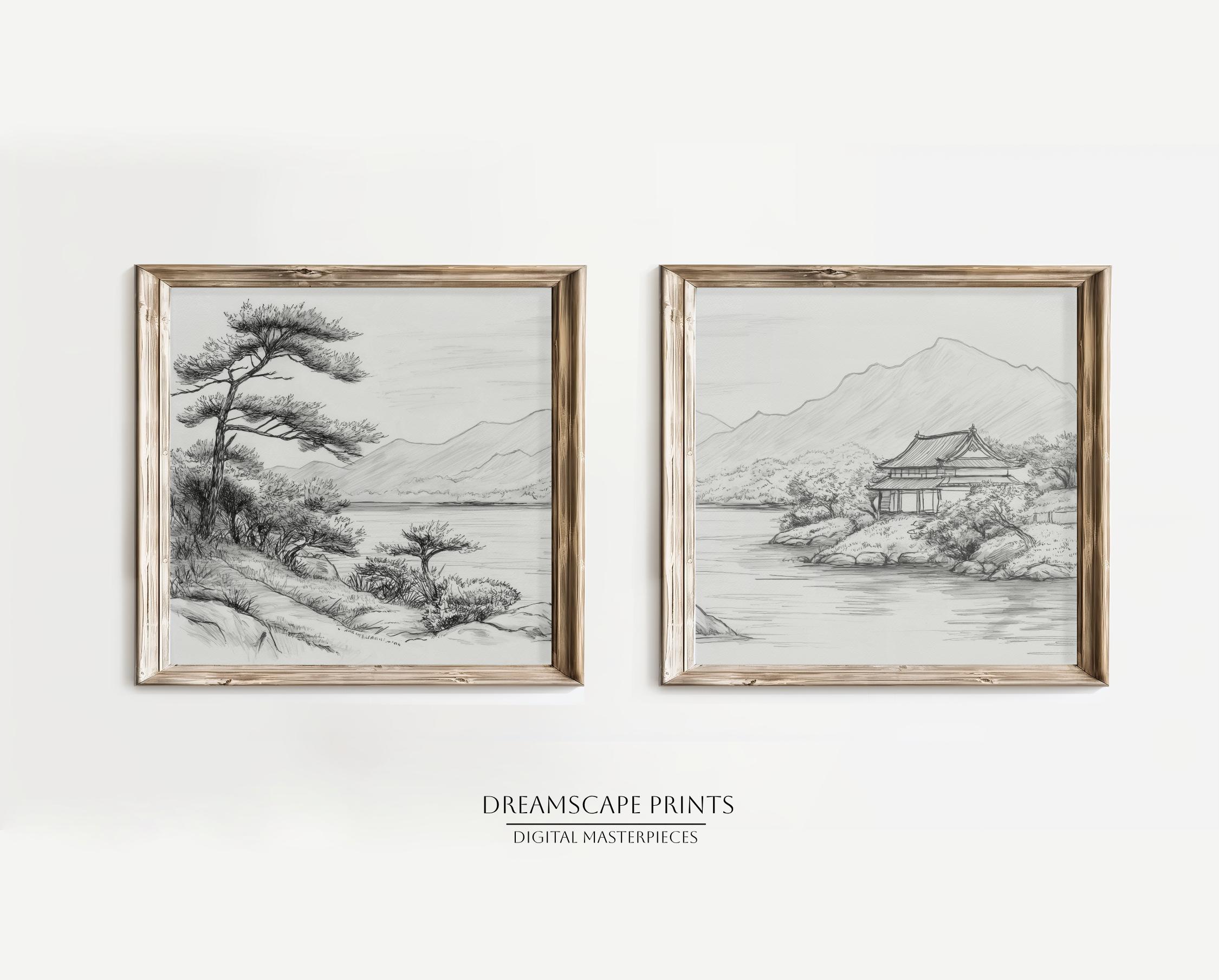 dibujo a mano alzada, paisaje de montaña, diseño de bocetos 1335153 Vector  en Vecteezy, image size:2250x1810