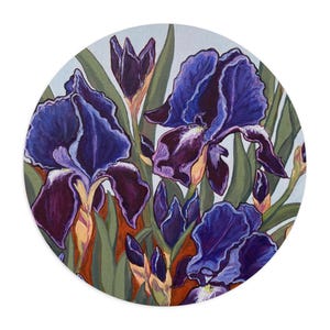 Purple Iris Mouse Pad, by JENNIFER LENHARDT Art, Botanical Gifts for Her,  Floral Office supplies