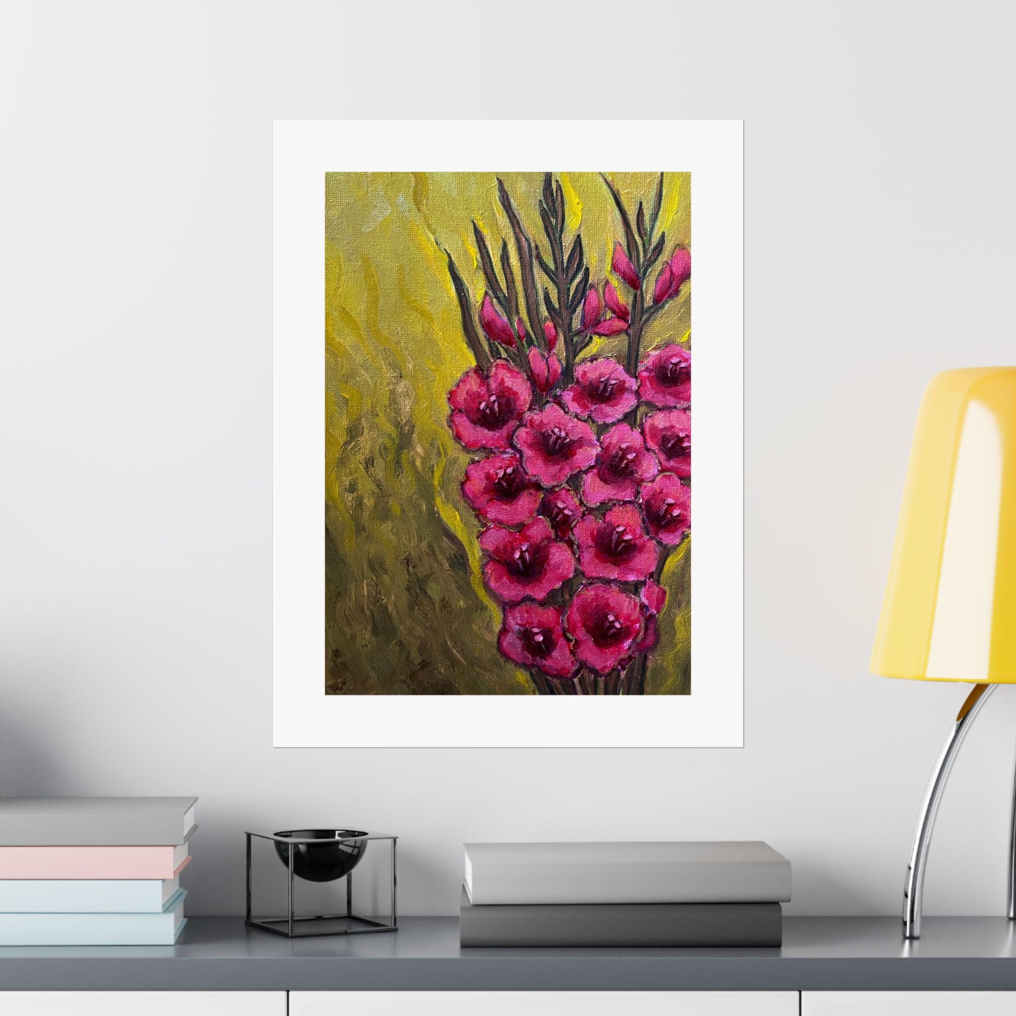 絵画 油絵　グラジョウラス グラジオラス、ジェニファー・レンハート作、オリジナル花油絵