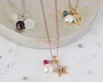 60th Birthday Gifts for Women, Unique Gifts for a 60 year old woman, Birthstone Necklace for Grandma