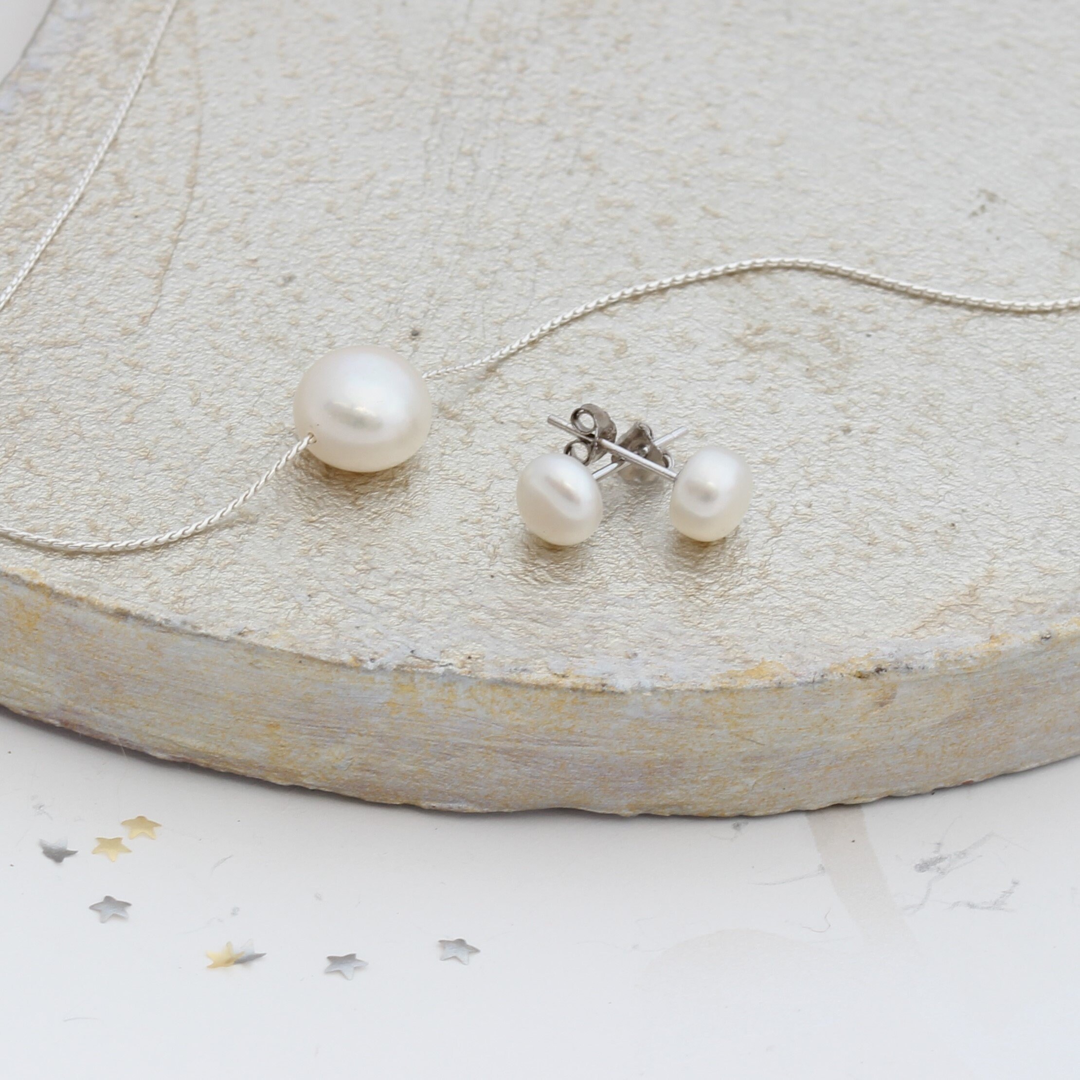 Single Pearl Necklace Jewellery Set 
