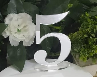Mirror Gold Acrylic Wedding Table Numbers Minimalist Style 6 Inch