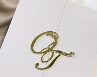 Personalized Acrylic Golden name Initials to place on invitation card table decor Couple initials wedding gift