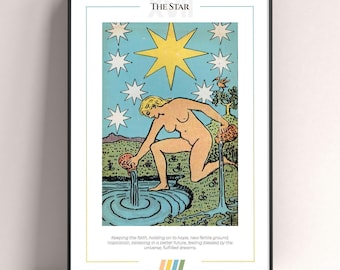 The Star Tarot Card Poster, Tarot Art Print, Tarot Card Modern Poster, Tarot Dekor, Mystisches Poster, Hexengeschenk, Mystisches Geschenk