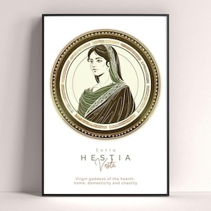 Hestia  Vesta Greek Goddess Print, Hestia  Modern Poster, Greek Mythology Print, Mythology Decor, God Art Print, Greek Decor
