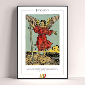 Oordeel tarotkaart poster, tarot art print, tarotkaart afdrukbare poster, tarot decor, mystieke poster, Witchy cadeau, mystiek cadeau