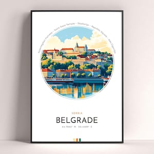 Belgrade City Poster, Serbia Travel Print, Framed Wall Art Print, Minimalist Travel Home Decor