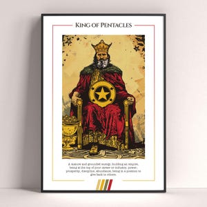 Póster de la carta del Tarot Rey de Oros, lámina de tarot, póster imprimible, decoración de tarot, póster místico, regalo de bruja, regalo místico