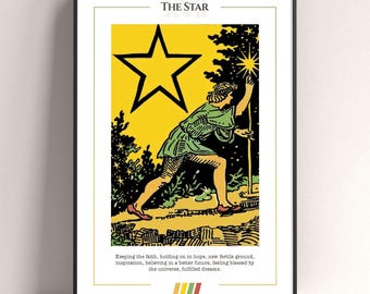 The Star Tarot Card Poster, Tarot Art Print, Tarot Card Modern Poster, Tarot Dekor, Mystisches Poster, Hexengeschenk, Mystisches Geschenk