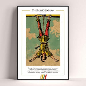 Póster de la carta del Tarot El Colgado, lámina artística del Tarot, póster moderno de la carta del Tarot, decoración del Tarot, póster místico, regalo de bruja, regalo místico