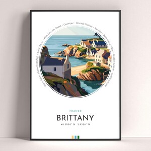 Pôster da cidade da Bretanha, impressão de viagem pela França, arte de parede moderna de Rennes, presente de viagem, arte de paisagem urbana, impressão colorida, presente de aniversário