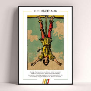Póster de la carta del Tarot El Colgado, lámina de tarot, póster imprimible, decoración de tarot, póster místico, regalo de bruja, regalo místico